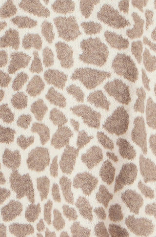 Yumi Beige Animal Print Intarsia Long Cardigan - Hstrends