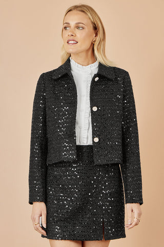 Yumi Black Boucle Sequin Mini Skirt - Hstrends