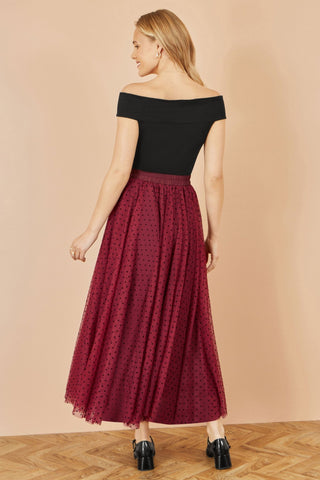 Yumi Black Jersey Cotton Bardot Top With Knot Detail - Hstrends