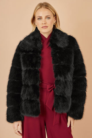 Yumi Black Luxe Faur Fur Coat - Hstrends
