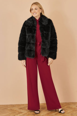 Yumi Black Luxe Faur Fur Coat - Hstrends