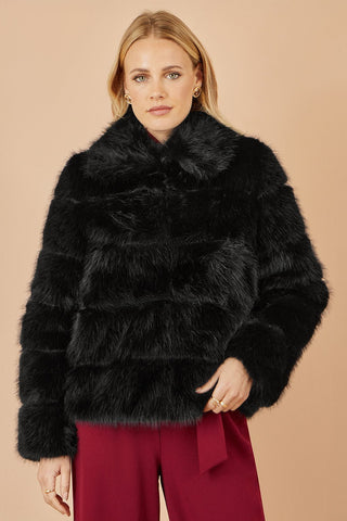 Yumi Black Luxe Faur Fur Coat - Hstrends