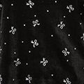 Yumi Black Sparkle Bow Print Velvet Top - Hstrends