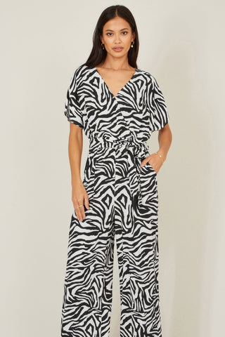 Yumi Black Zebra Print Relaxed Jumpsuit - Hstrends