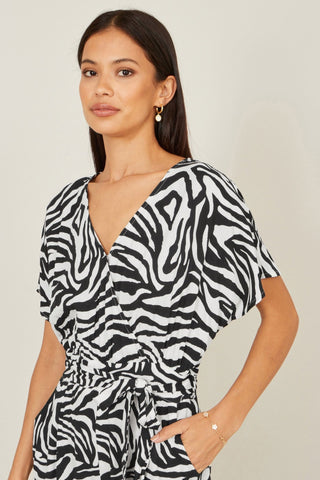 Yumi Black Zebra Print Relaxed Jumpsuit - Hstrends