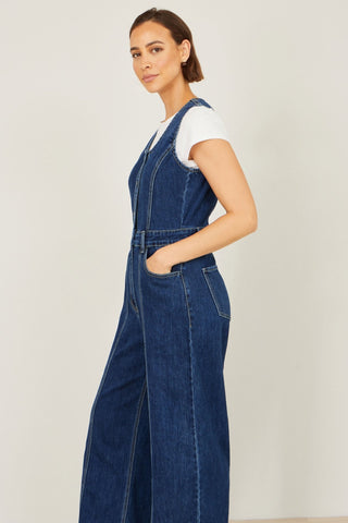 Yumi Blue Denim Stretch Fitted Jumpsuit - Hstrends