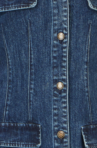 Yumi Blue Denim Stretch Shirt Dress With Pocket Details - Hstrends