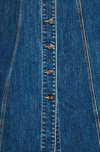 Yumi Blue Stretch Denim Panel Fitted Dress - Hstrends