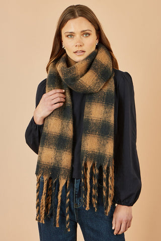 Yumi Brown Check Soft Scarf - Hstrends