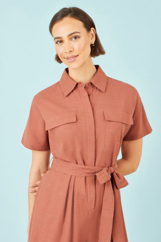 Yumi Brown Utility Relaxed Jumpsuit - Hstrends