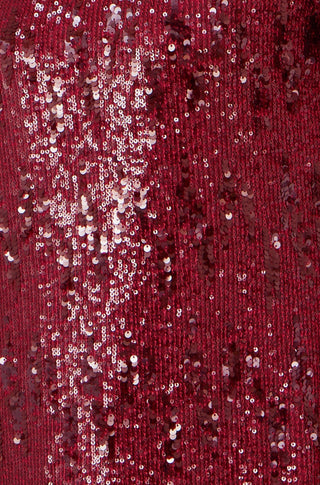 Yumi Burgundy Sequin Stretch Tunic Dress - Hstrends