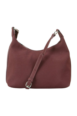 Yumi Burgundy Shoulder Bag With Buckle Strap - Hstrends