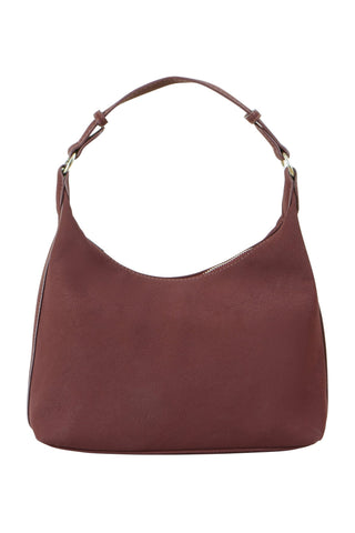 Yumi Burgundy Shoulder Bag With Buckle Strap - Hstrends