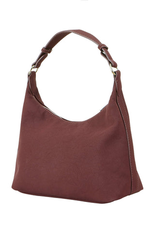 Yumi Burgundy Shoulder Bag With Buckle Strap - Hstrends