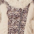 Yumi Cream Fur Biker Jacket With Leopard Print - Hstrends