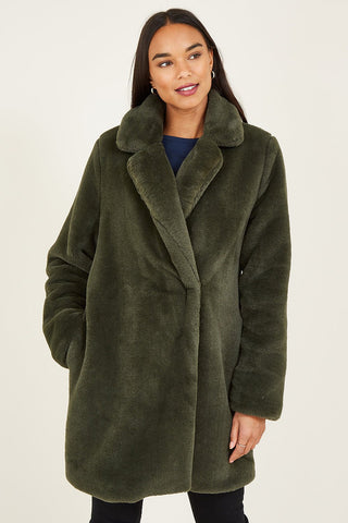 Yumi Green Faux Fur Coat - Hstrends
