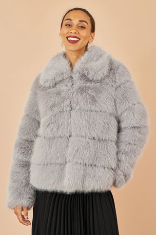 Yumi Grey Luxe Faur Fur Coat - Hstrends