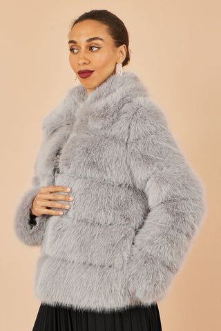 Yumi Grey Luxe Faur Fur Coat - Hstrends