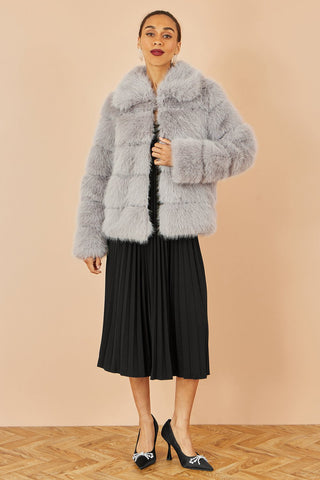Yumi Grey Luxe Faur Fur Coat - Hstrends