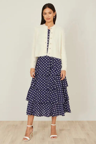 Yumi Ivory Eyelash Knit Cropped Cardigan - Hstrends