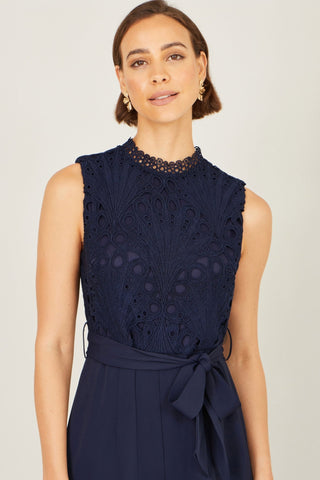 Yumi Navy Lace Sleeveless Jumpsuit - Hstrends