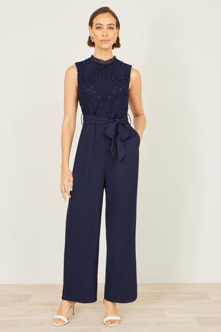 Yumi Navy Lace Sleeveless Jumpsuit - Hstrends