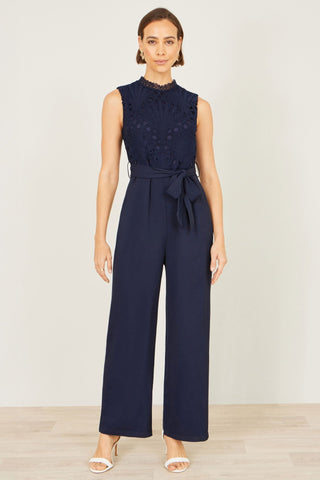 Yumi Navy Lace Sleeveless Jumpsuit - Hstrends