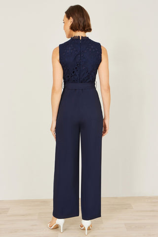 Yumi Navy Lace Sleeveless Jumpsuit - Hstrends