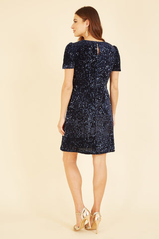 Yumi Navy Sequin Tunic Dress - Hstrends