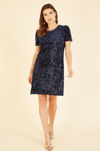 Yumi Navy Sequin Tunic Dress - Hstrends