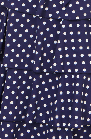 Yumi Navy Spot Tiered Midi Dress - Hstrends