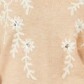 Yumi Oatmeal Floral Embroidered V Neck Relaxed Knitted Jumper - Hstrends