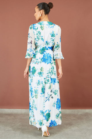 Yumi White Floral Maxi Wrap Dress - Hstrends