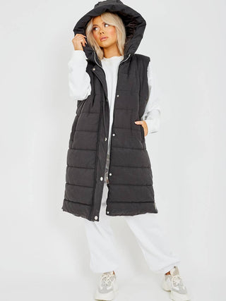 Stylewise Longline Padded Hooded Gilet - Premium Coats from Rising - Just £54! Shop now at hstrends