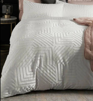 Geo abstract White cut Velvet duvet cover - Hstrends