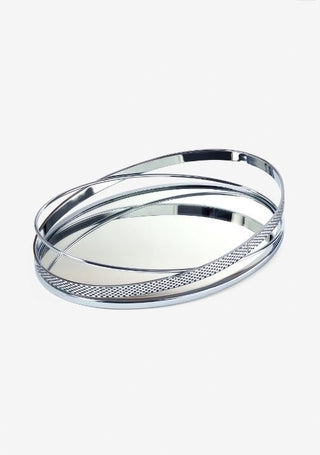 Large Silver Darcy Gem Mirror serving Tray - Hstrends